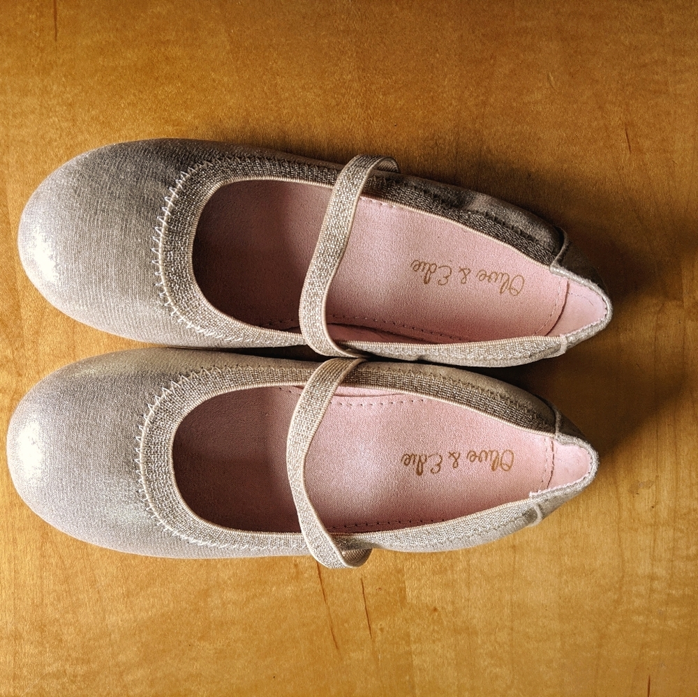 Girls shimmery gold Mary Jane flats